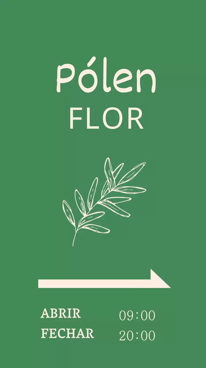 Letreiro de florista com ilustrações botânicas num fundo verde