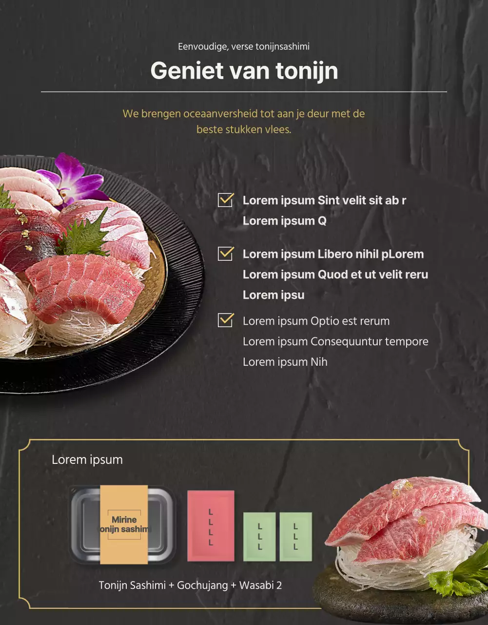 Detailpagina voor verkoop van premium tonijn in donkere kleuren