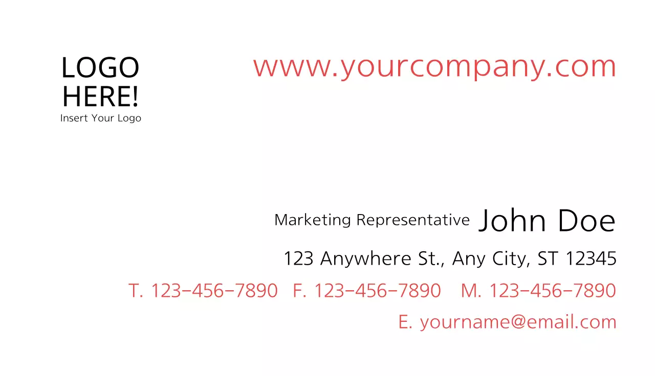 Horizontal business cards
