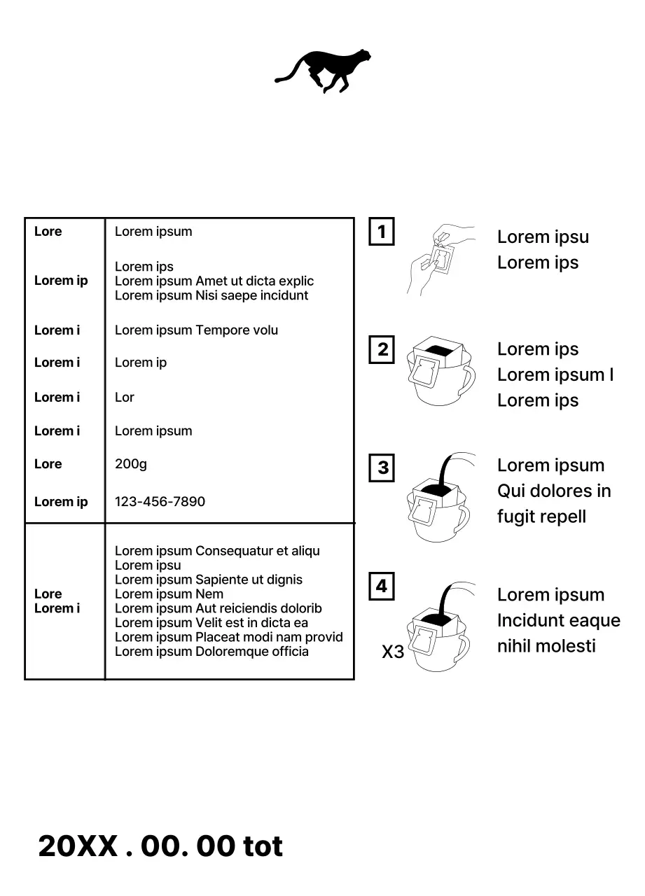 Eenvoudig ontwerp met een zwarte, rennende dierenillustratie