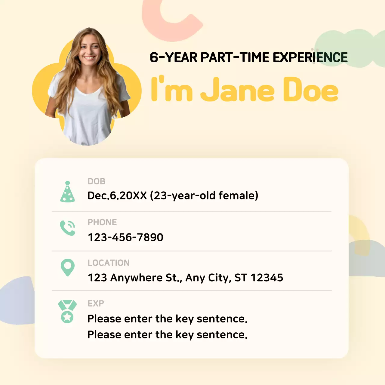 Yellow Simple Profile Card Social Media Post