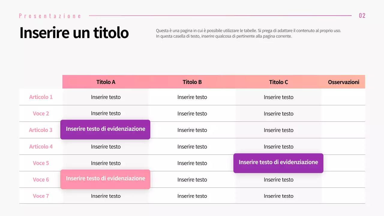 Presentazione di diversi layout con concetti grafici a gradiente rosa