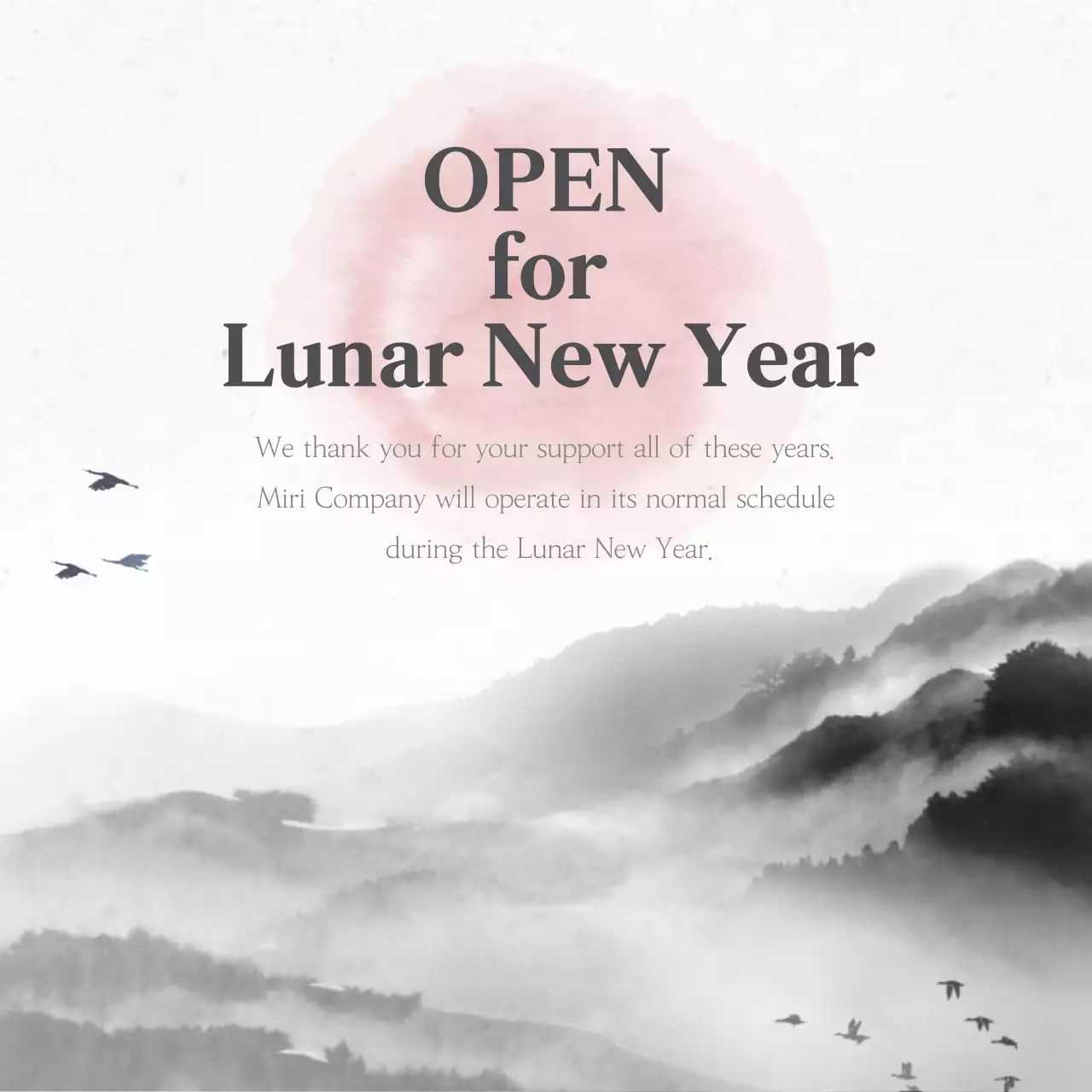 Clean holiday announcements with a white and black background