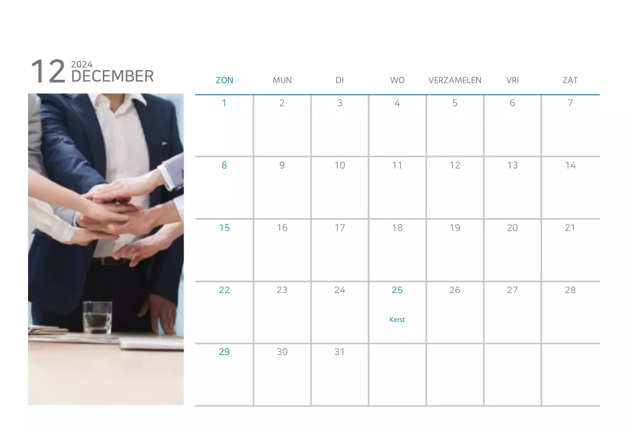 Witte en eenvoudige bureaukalender