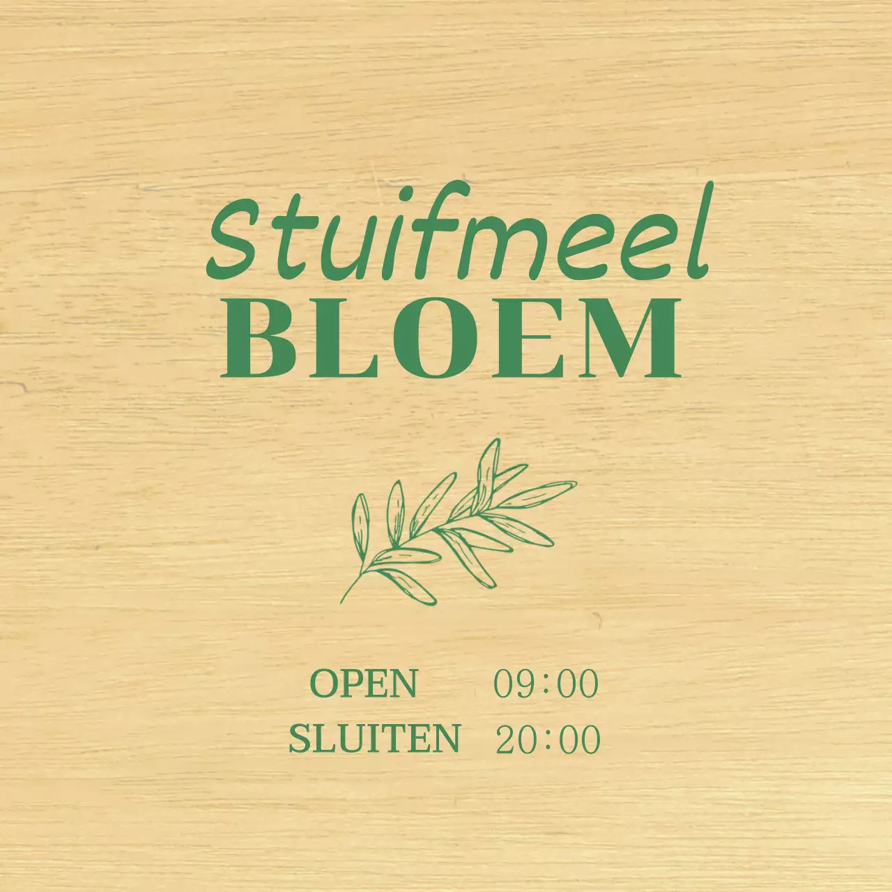 Bloemenwinkel ontwerp met groene, handgeschetste botanische illustraties