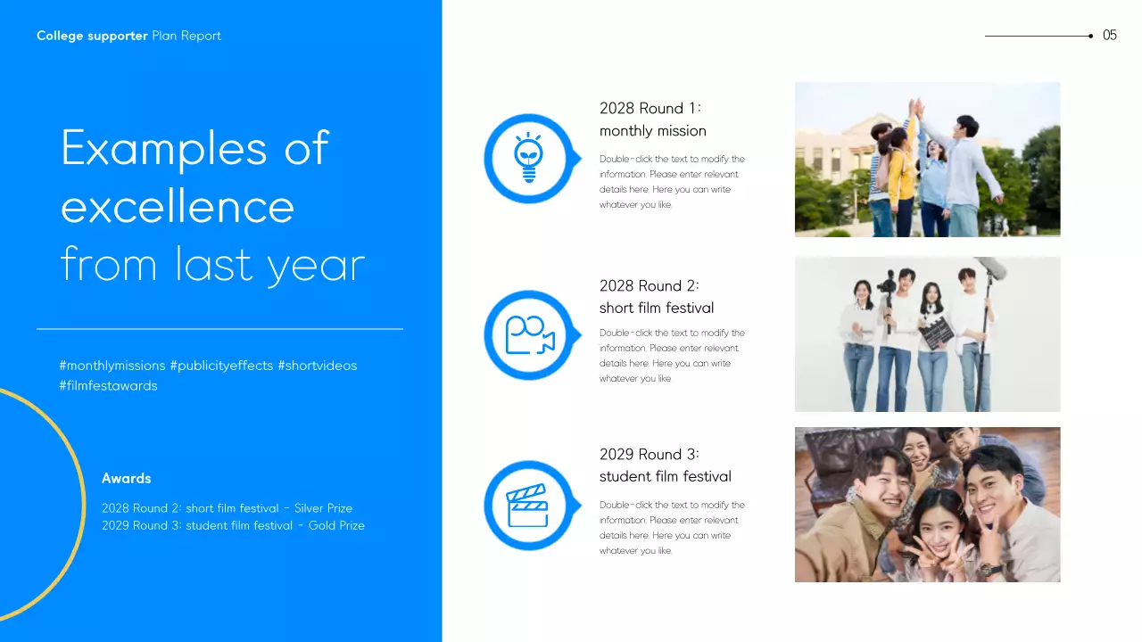 Presentation of the blue and yellow Gen MZ supporters' operational plan to university students.