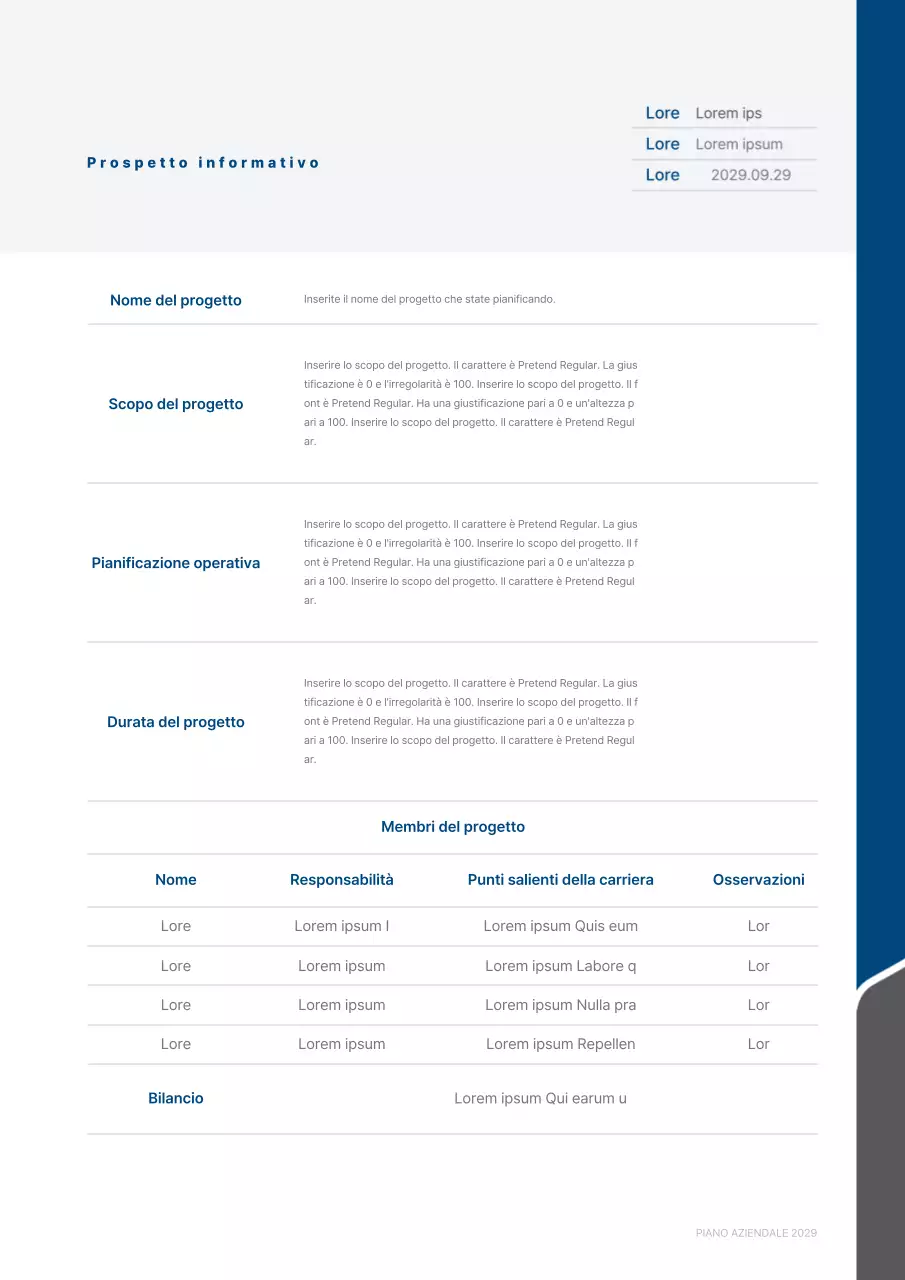 Un concept brief pulito in blu navy grigio