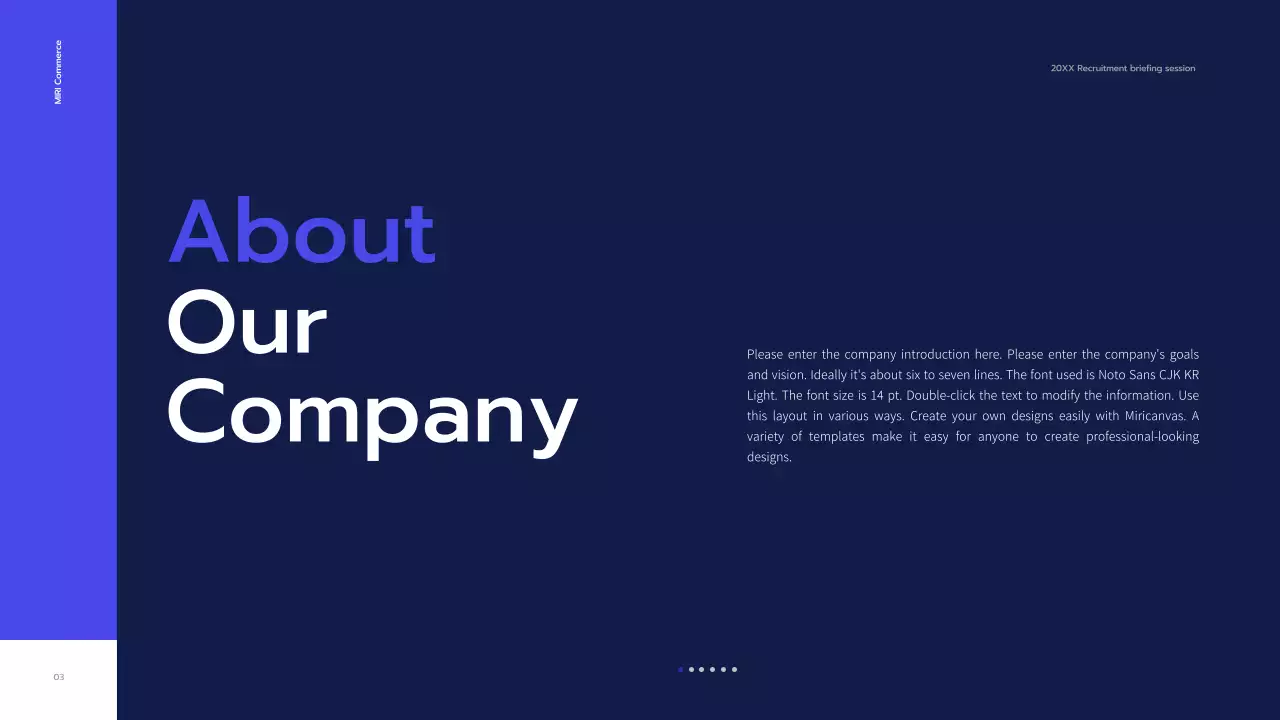 파랑과 흰색의 심플한 온라인 채용 설명회 발표자료