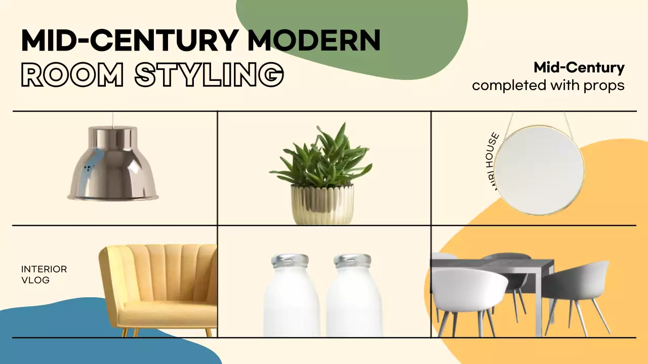 YouTube thumbnail of a midcentury modern room tour with vivid colors