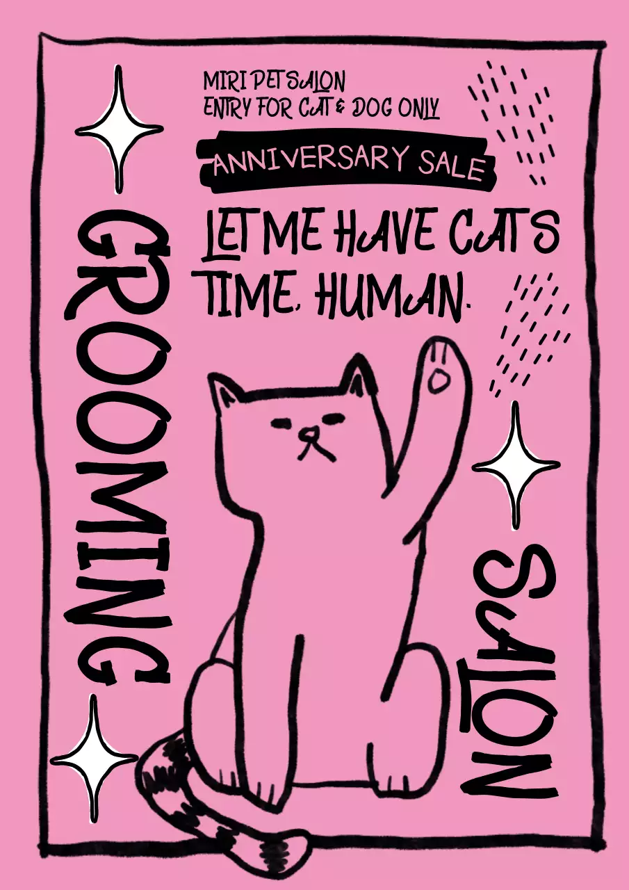 핑크 트렌디 반려동물 홍보 포스터