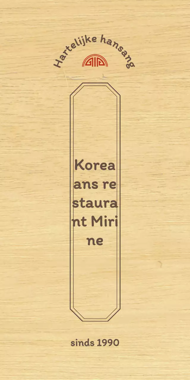 Koreaans restaurantontwerp met een strakke conceptuele rand in bruin en rood