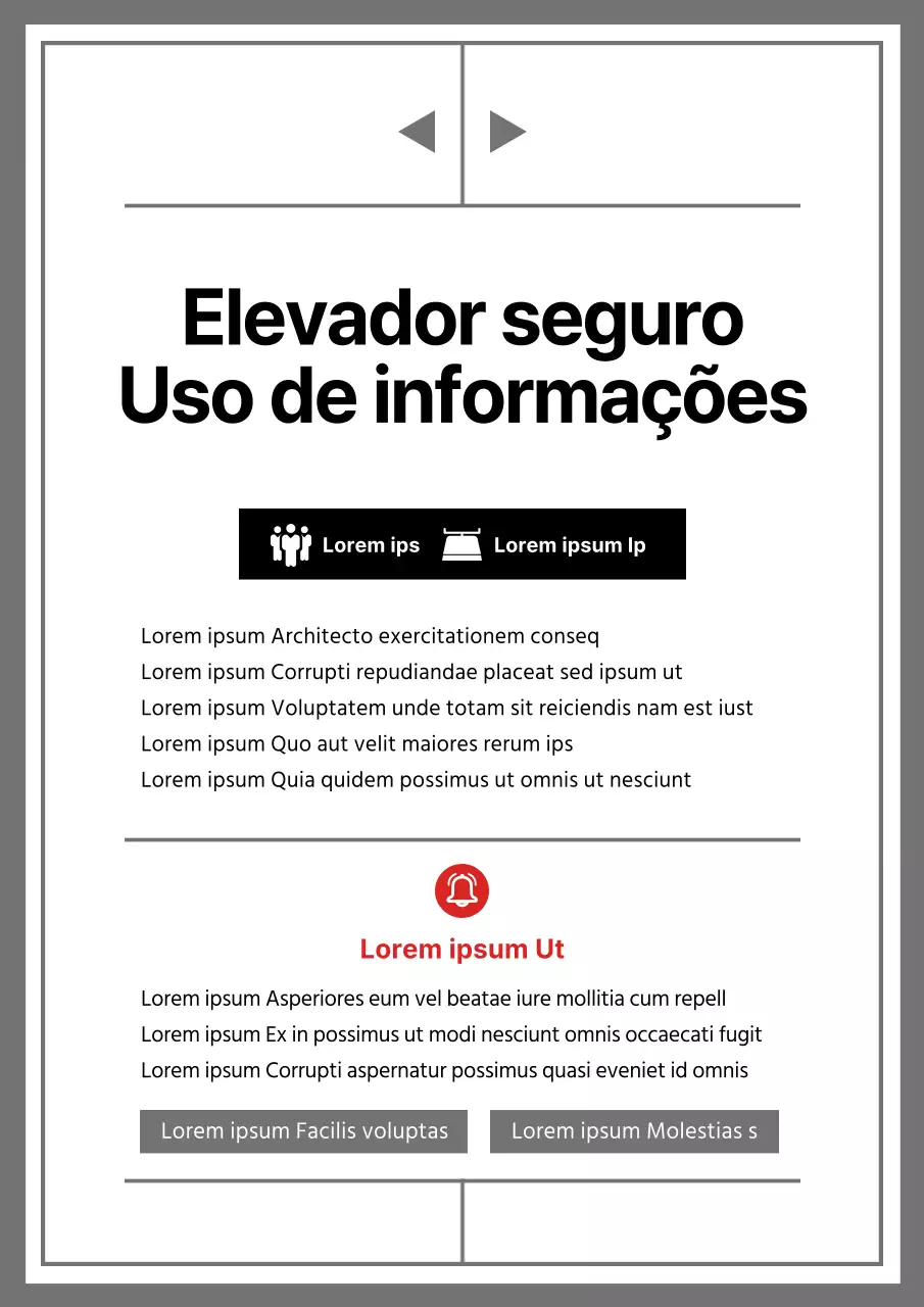 Um sinal de elevador limpo a preto e branco com a forma de um elevador