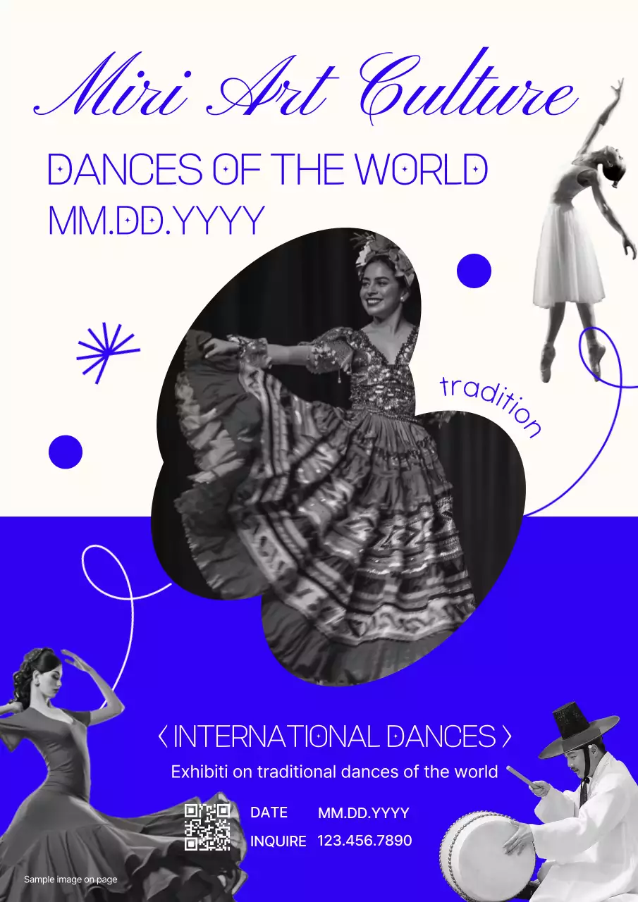 블루 전통 무용 전시회 포스터