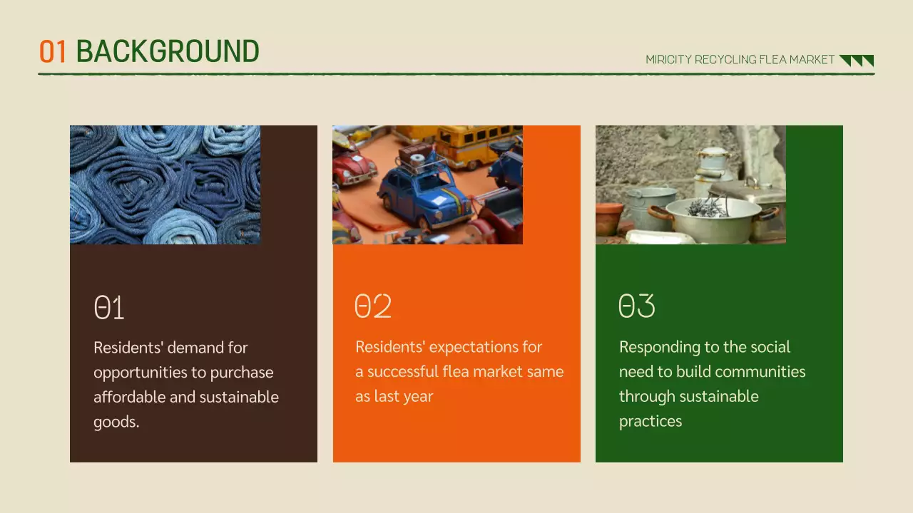 빈티지한 색감의 면분할 레이아웃을 사용한 플랫한 제안서