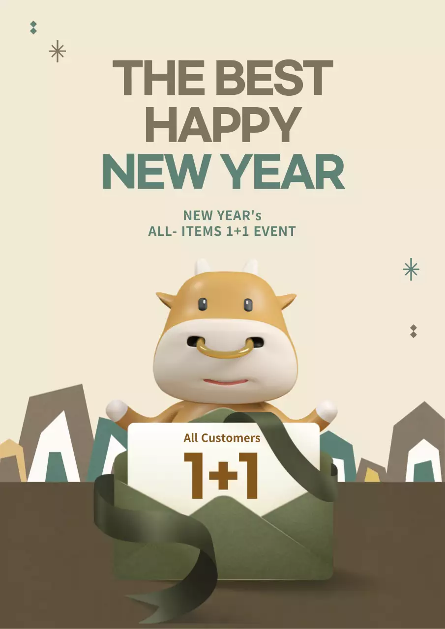 Beige Minimal New Year Promotion Poster