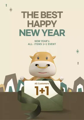 Beige Minimal New Year Promotion Poster
