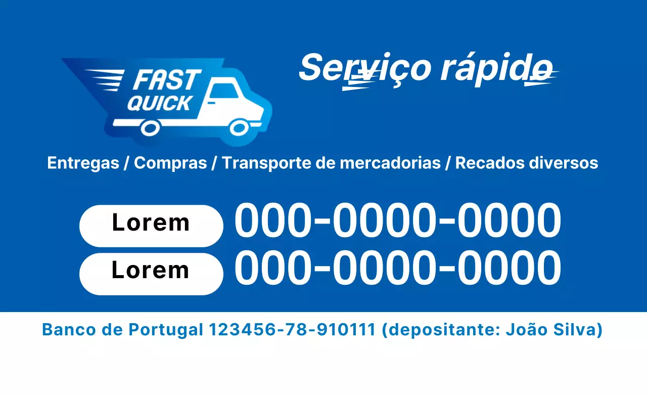 Cartões de visita para serviços rápidos