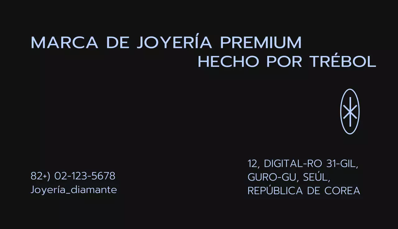 Tarjeta de visita de marca de joyería moderna en azul claro y negro