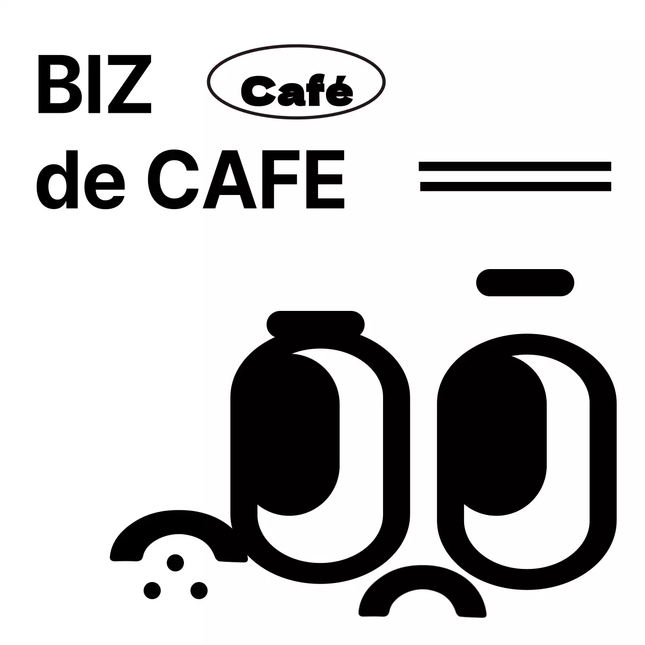 Combinação de logótipo de texto e ilustração simples e engraçada em estilo café preto