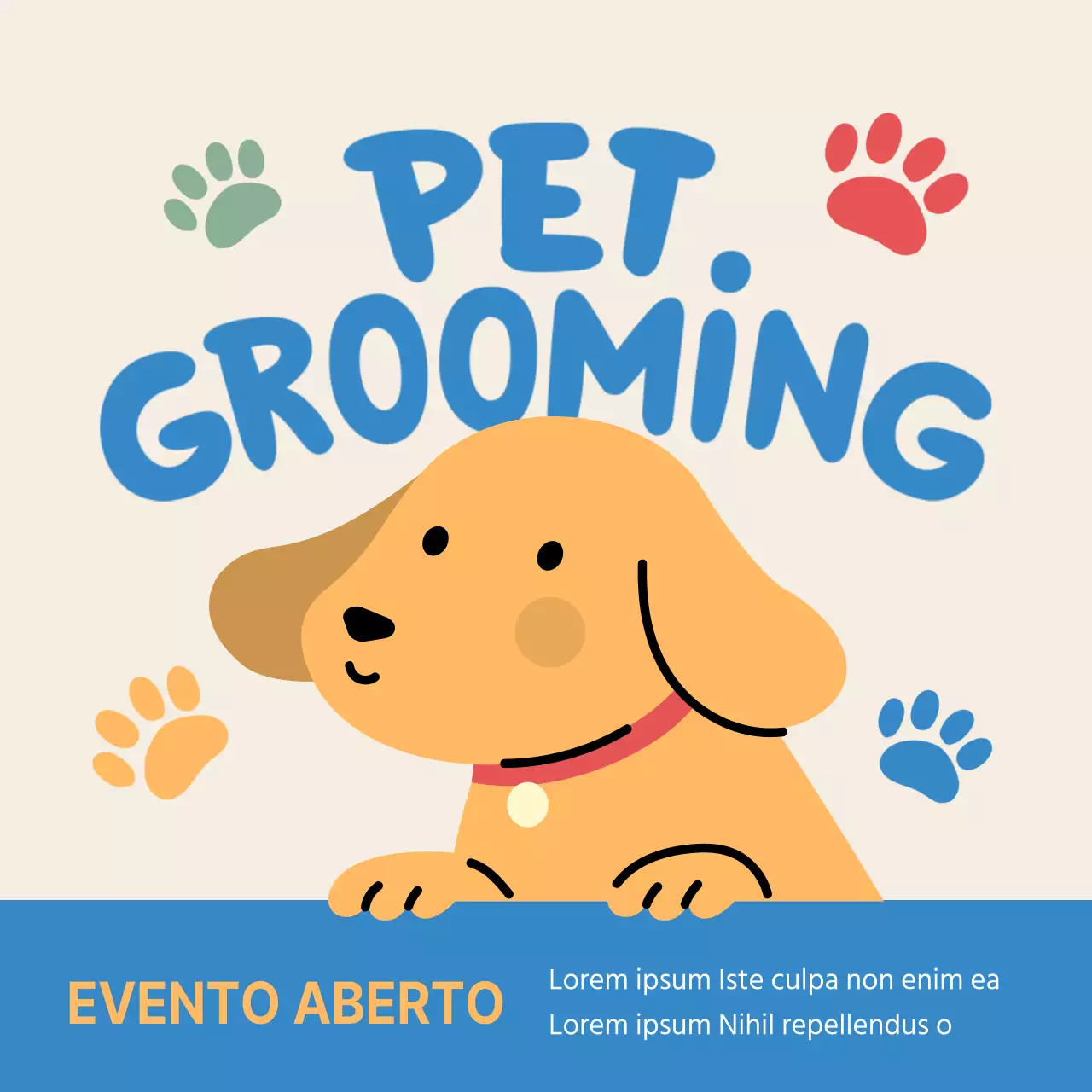 Uma promoção de cuidados com o animal de estimação azul e gira