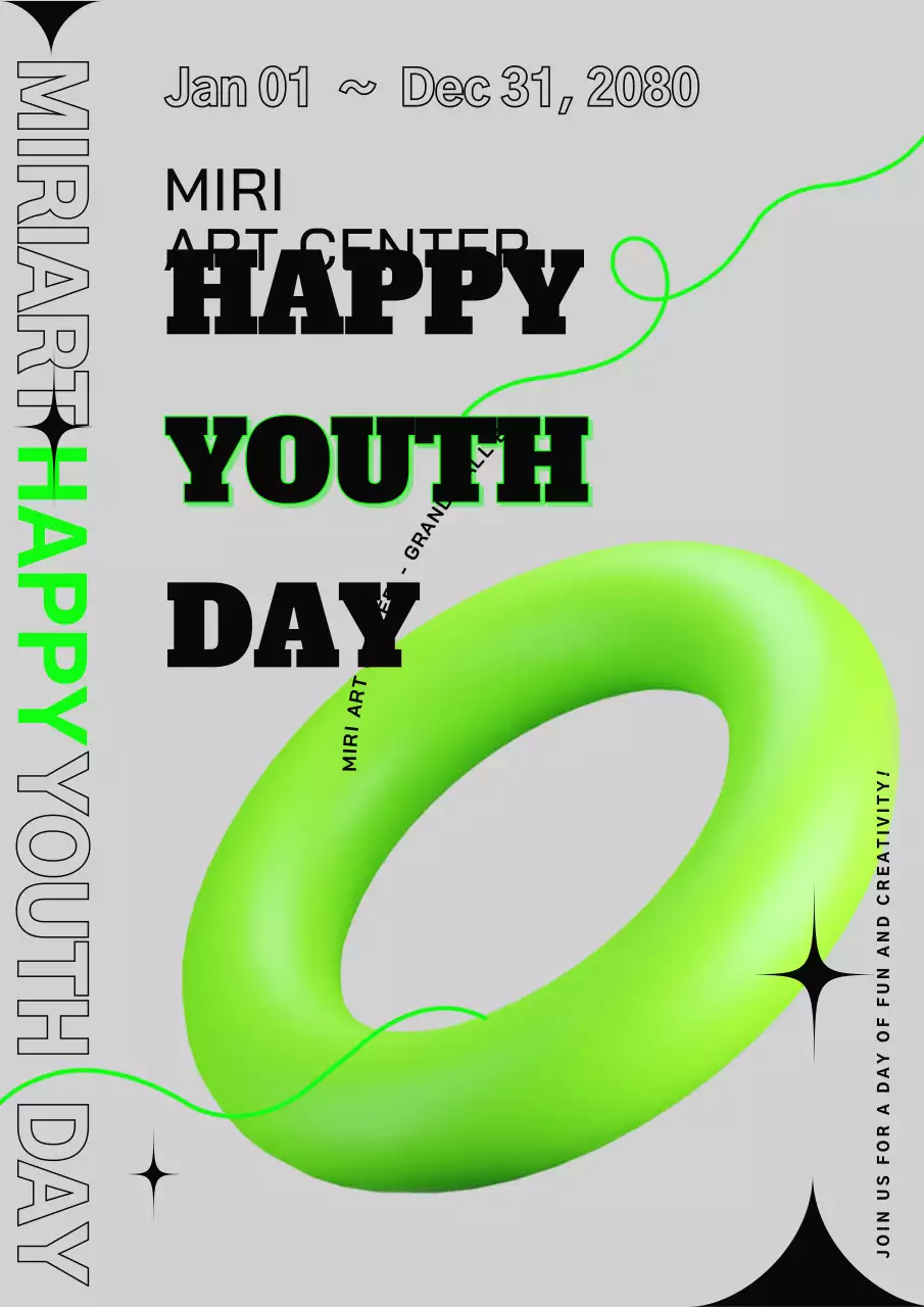 네온 그린 키치한 테마의 공공기관 청년 행사 안내