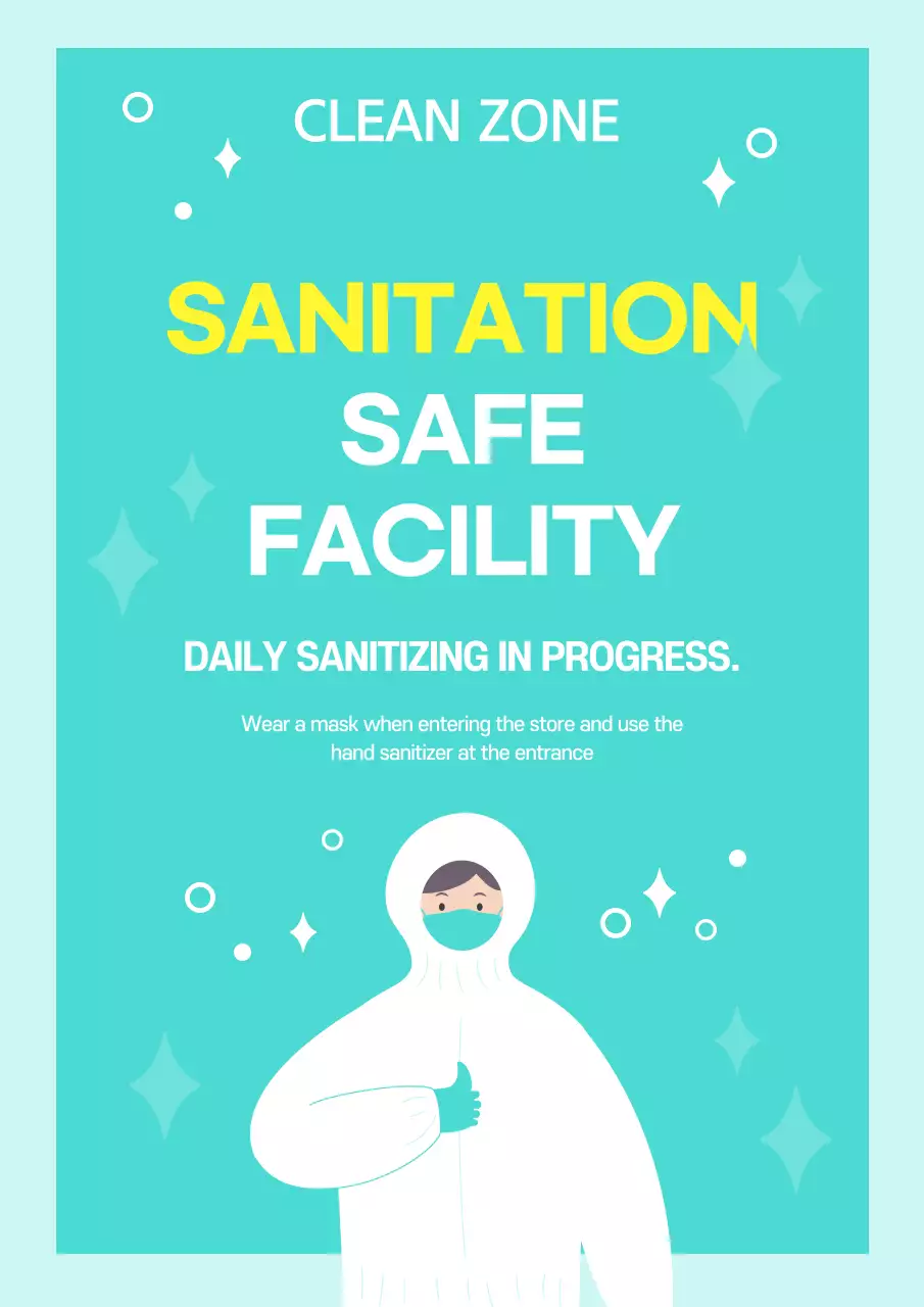 Teal Minimal Sanitation Notice Poster