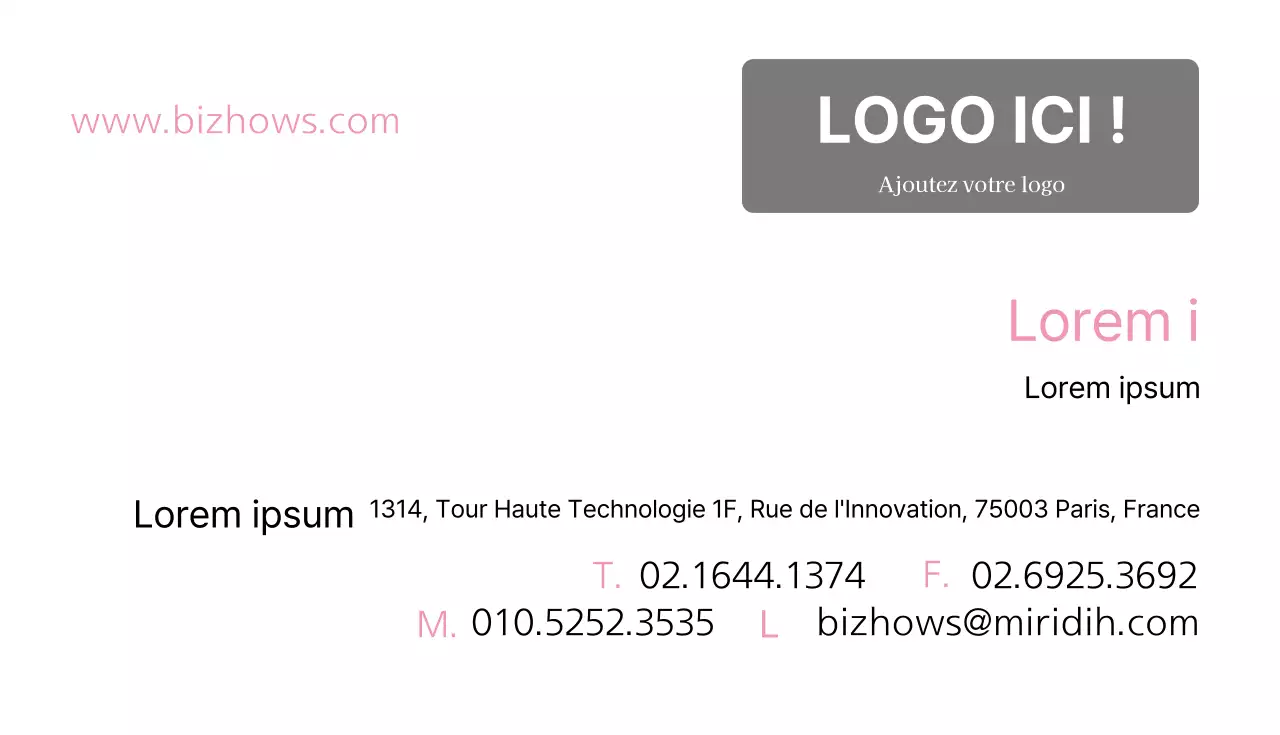 Carte de visite simpleBlanc