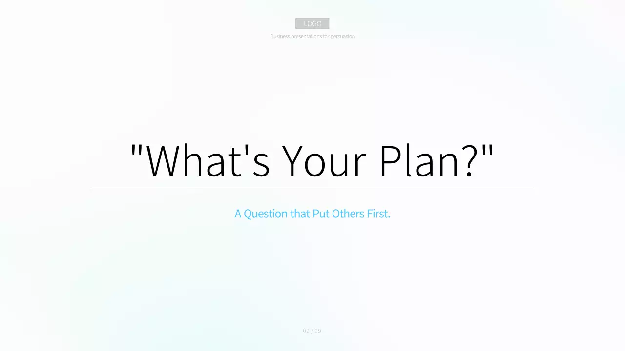 흰색과 하늘색의 미니멀한 비즈니스용 회사소개서