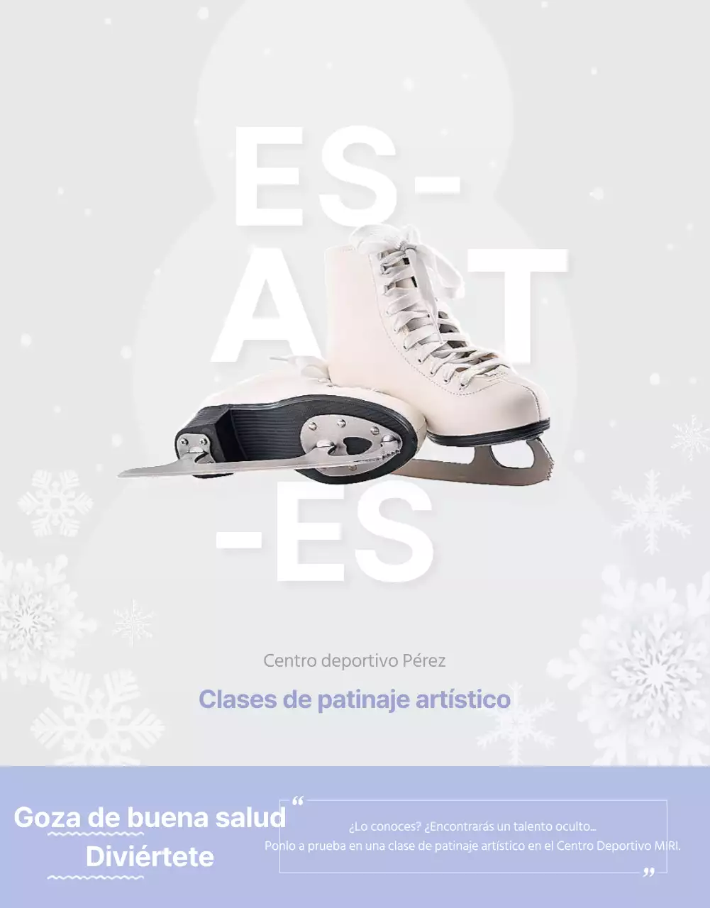 Lección de patinaje de inspiración invernal en blanco con detalles en malva Detalles