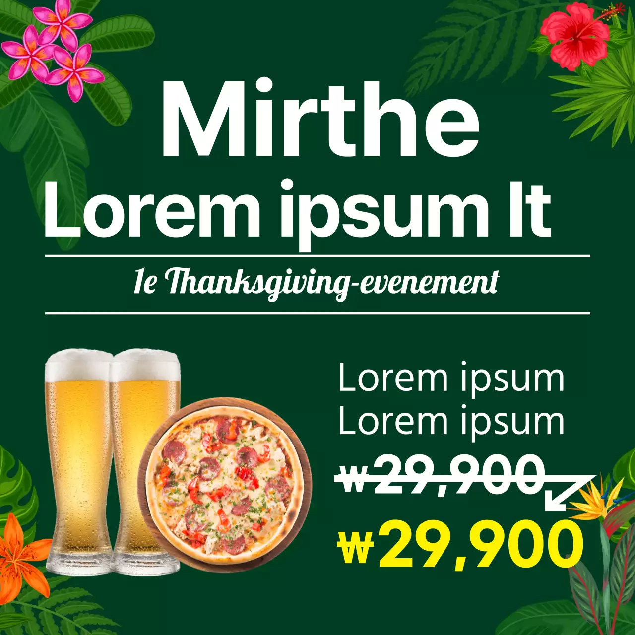 Groene tropische illustratie Italiaans restaurant