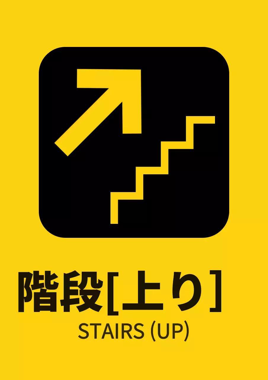 黄色と黒のすっきりとしたスタイルの階段案内板