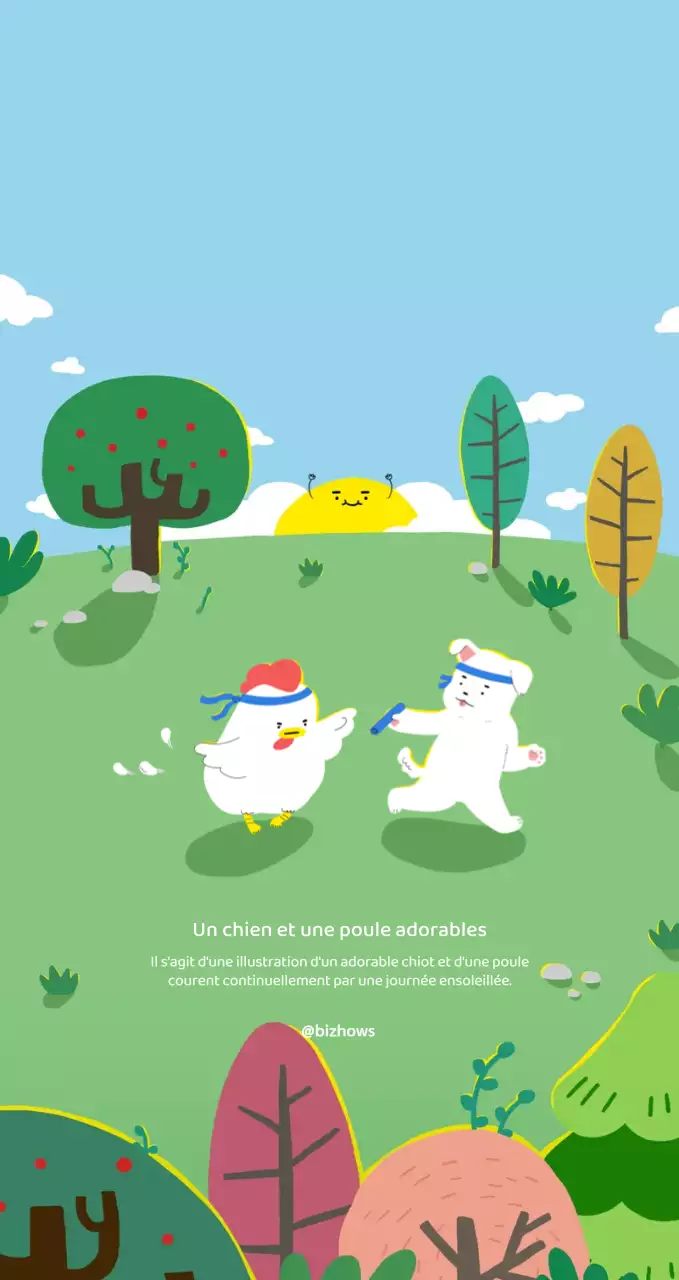 Illustration d'un chien et d'un poulet mignons pour des objets personnels