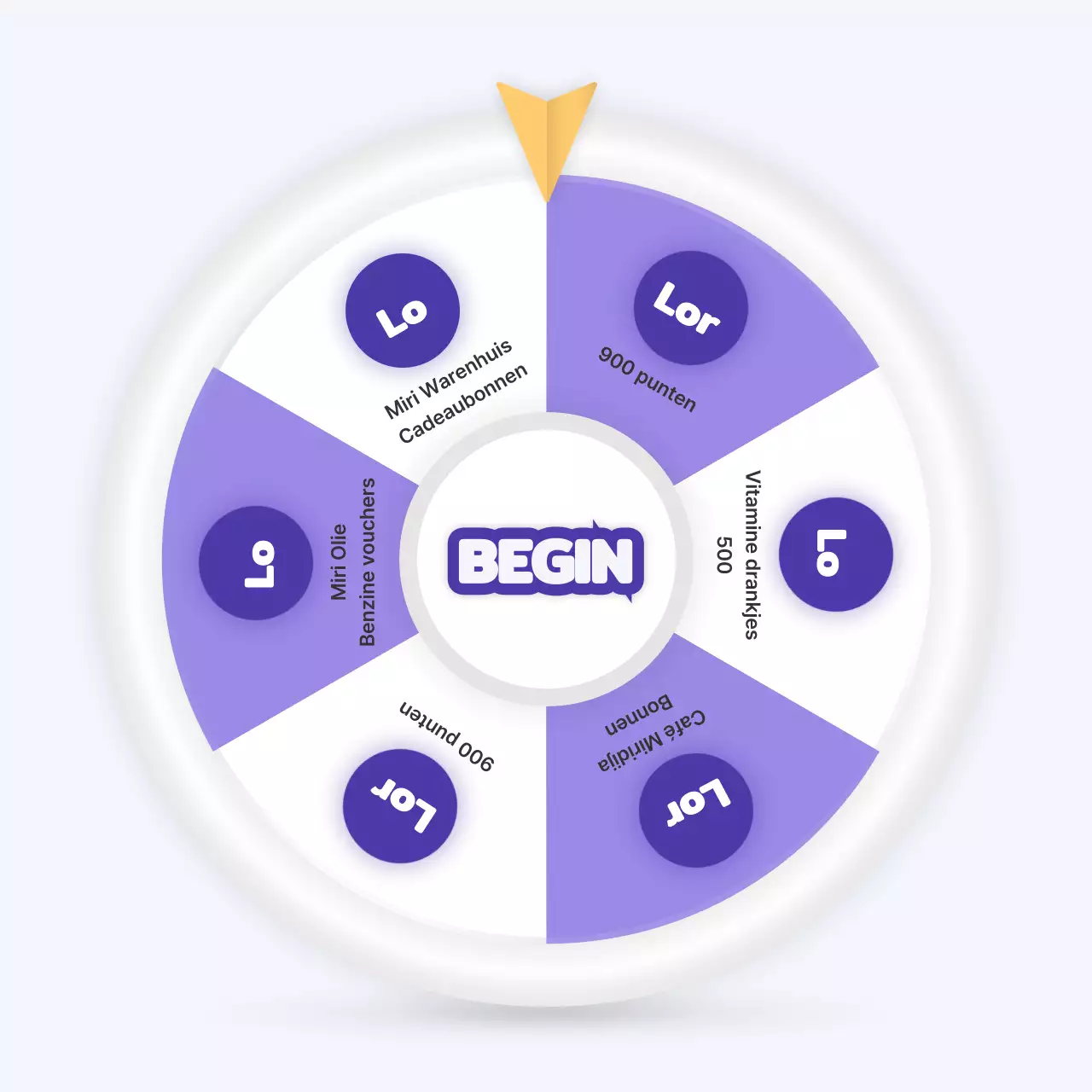 Driedimensionaal aanwezigheidsroulettegebeuren in paars en geel