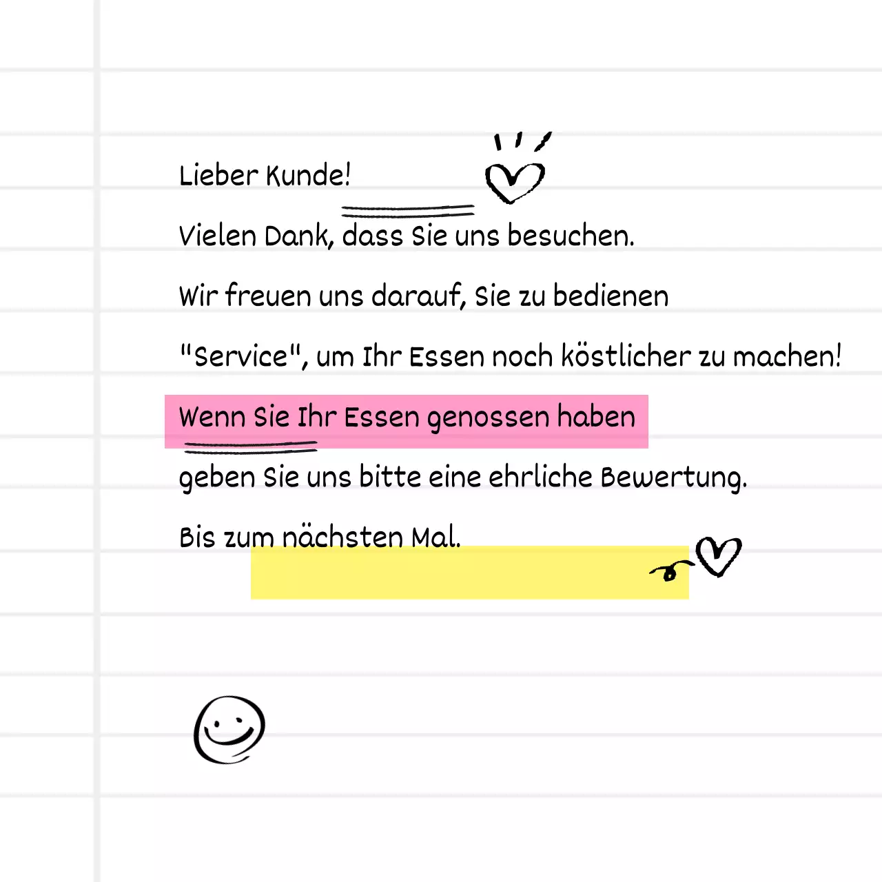 Dankeschön-Aufkleber für die Lieferung