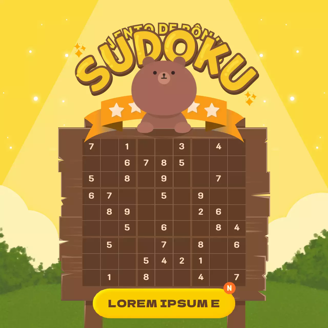 Quiz de Sudoku dos Ursos Amarelos e Castanhos