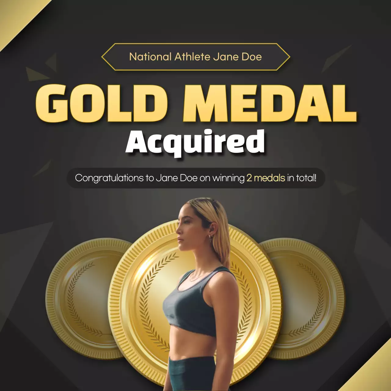 Gold Modern Achievement Announcement Social Media Post
