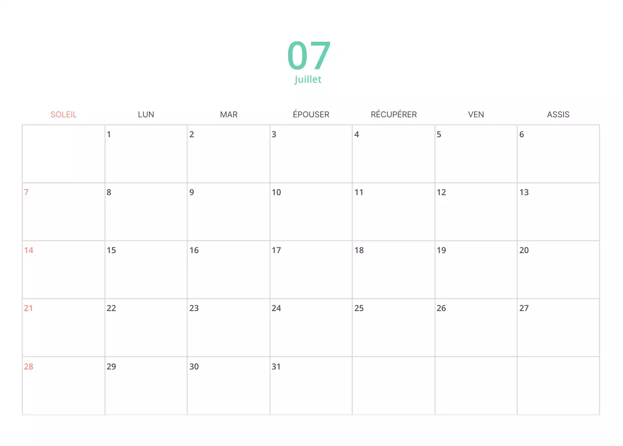 Calendrier illustré multicolore
