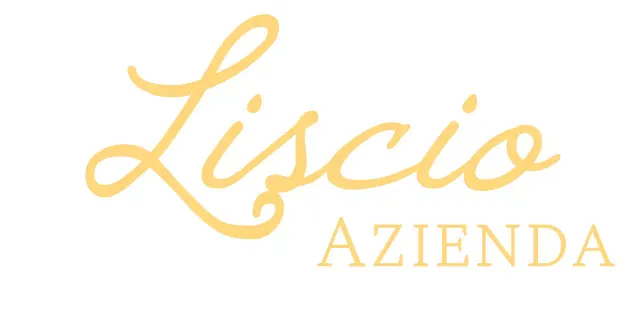 Logo aziendale in un lussuoso carattere corsivo in giallo chiaro.