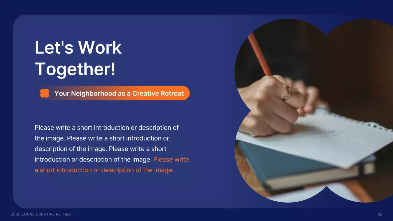 Recruiting local creators with shapes in navy blue and accent colors