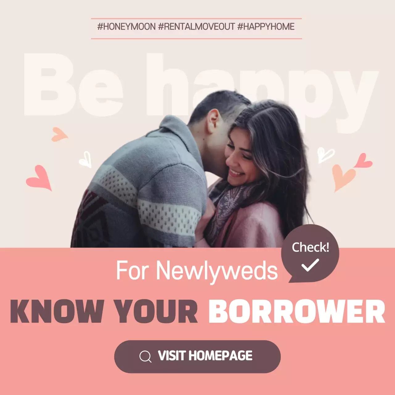 Pink Modern Newlyweds Promotion Social Media Post