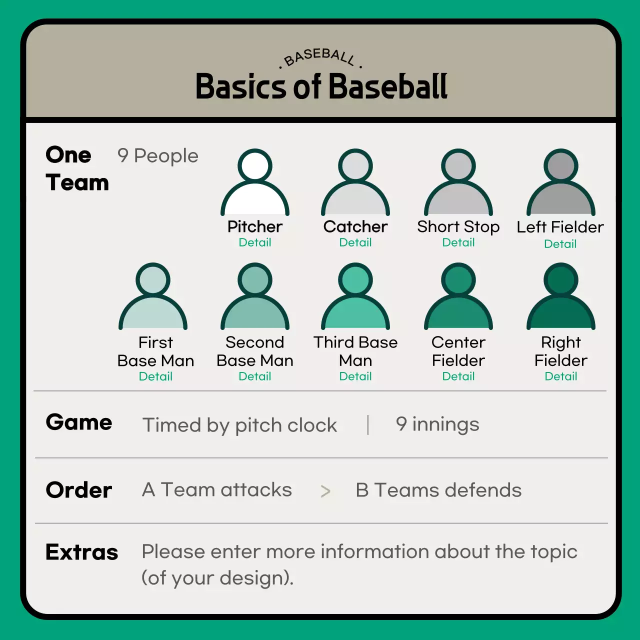 Beige Turquoise Modern Baseball Information