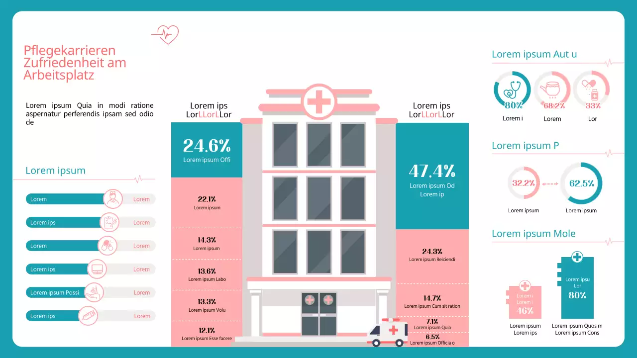 Illustration Konzept in rosa und blauen Farben Pflege Arbeitszufriedenheit