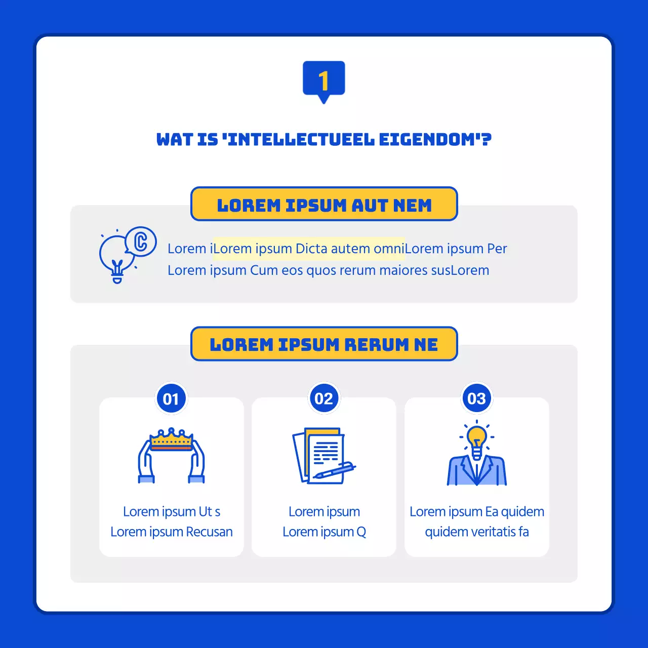 Graven in blauw en oranje intellectueel eigendom