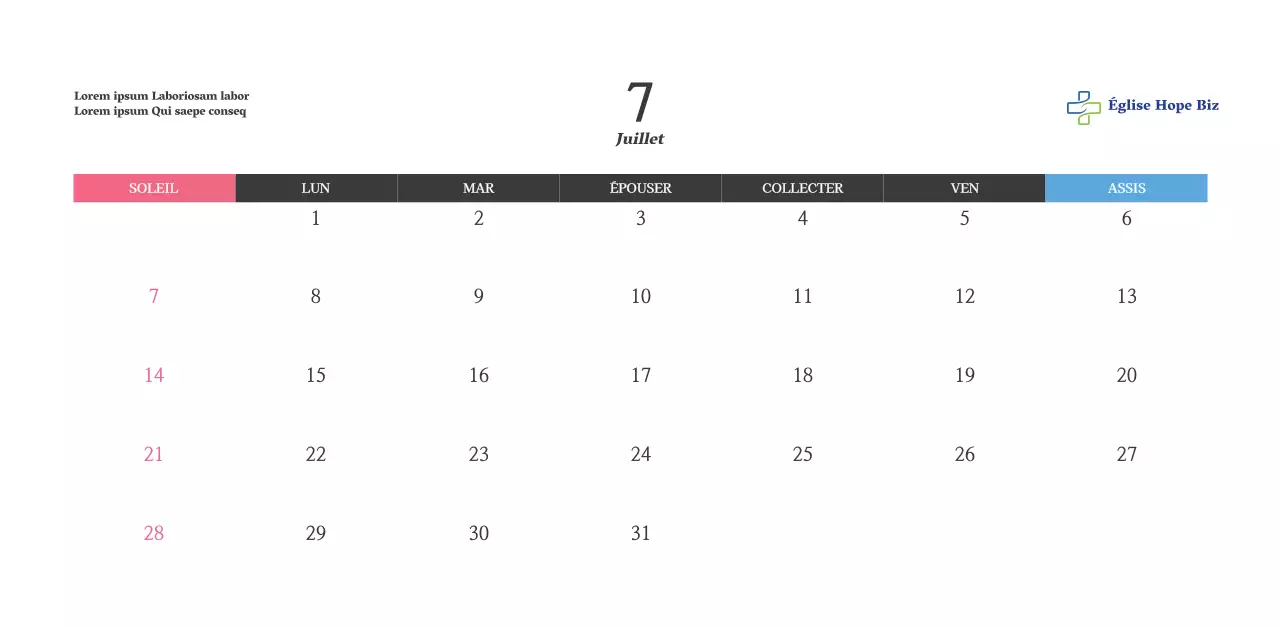 Calendrier avec des images édifiantes de l'église
