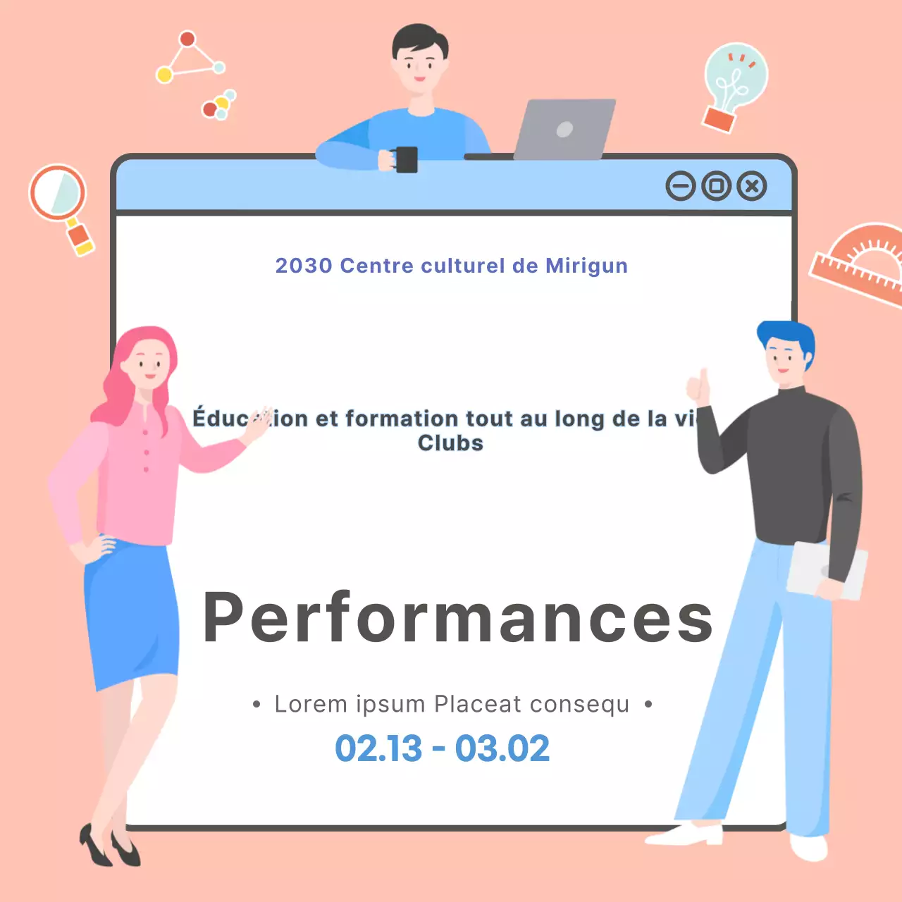 Annonce de cercles d'apprentissage aux couleurs pastel