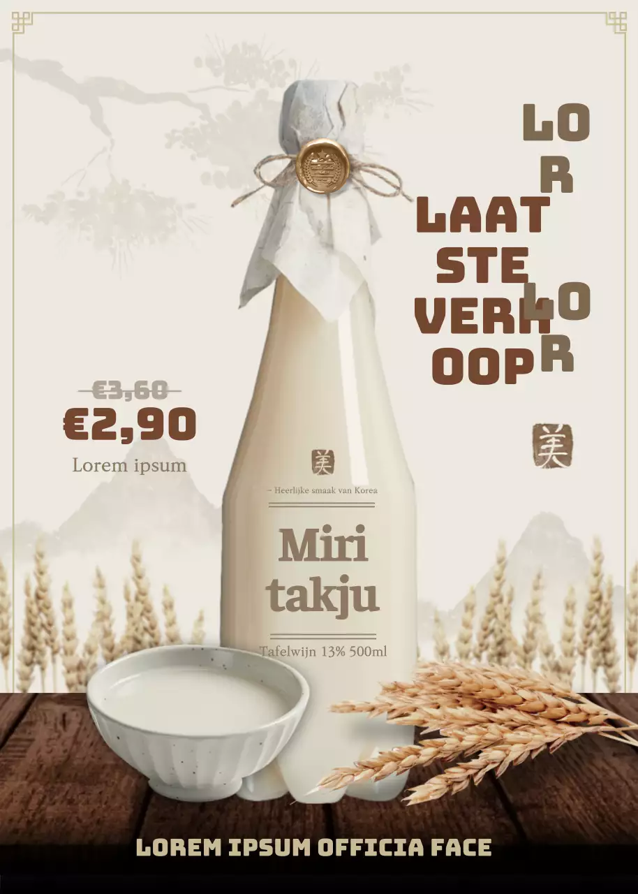 Traditionele beige rijstwijn (takju) met korting