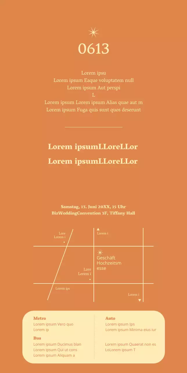 Emotionale einfache Hochzeitseinladung mit orangem Hintergrund