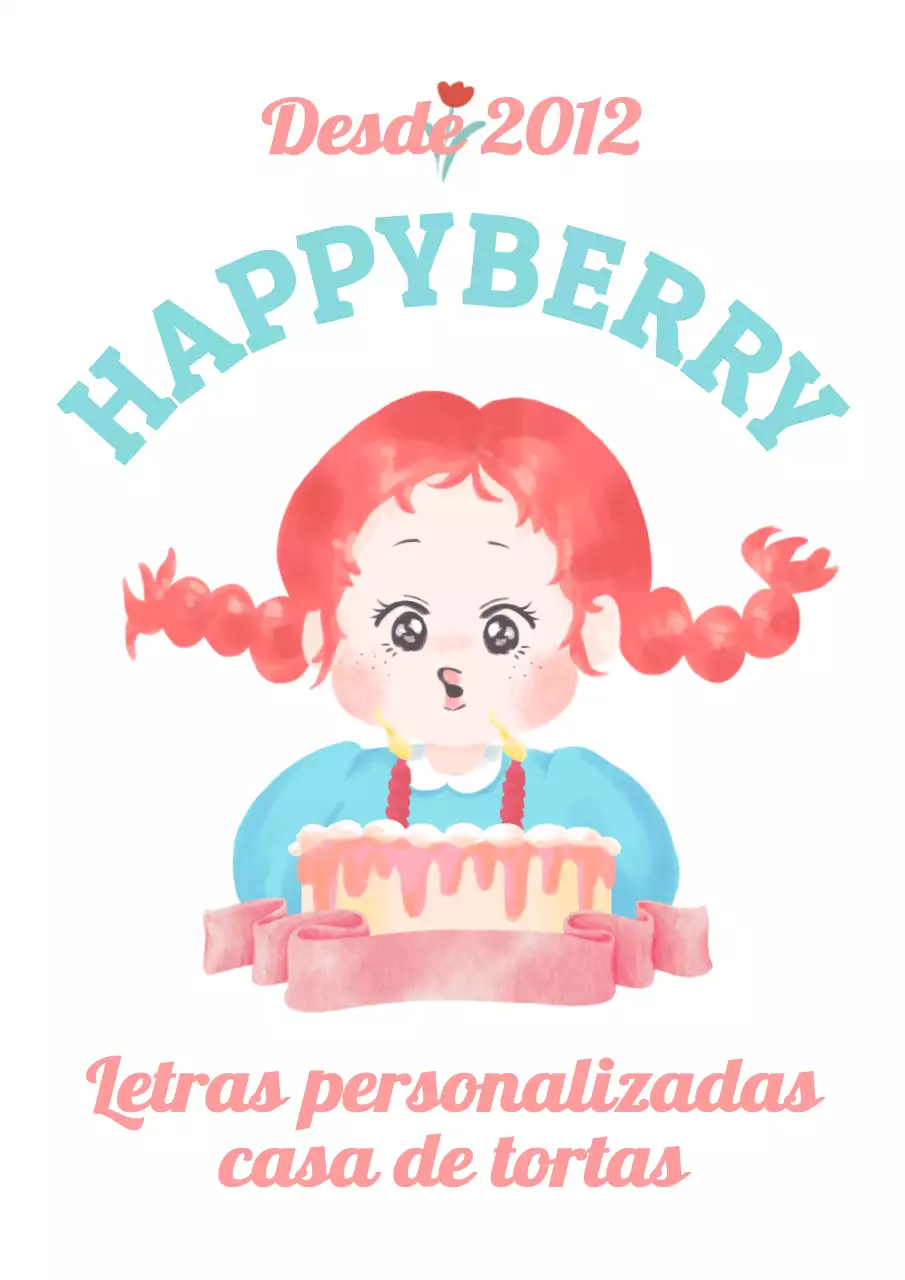 Concepto de dibujo a la acuarela en azul claro y rosa para promoción y señalización de una pastelería artesanal.