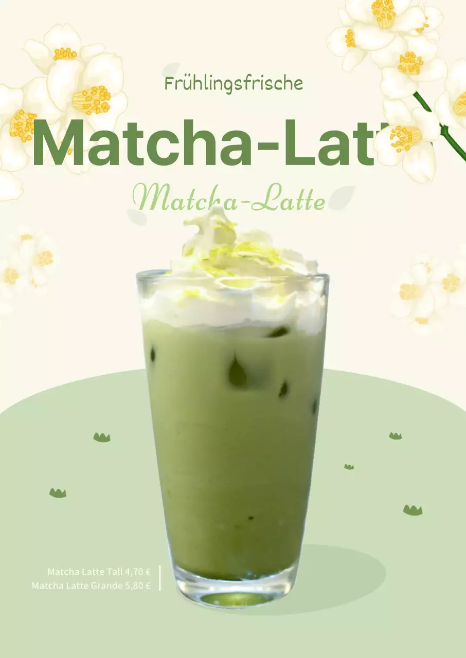 Frühlingsinspiriertes Matcha-Latte-Poster