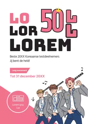 Roze en wit geïllustreerde promotieflyer voor beperkte uitverkoop
